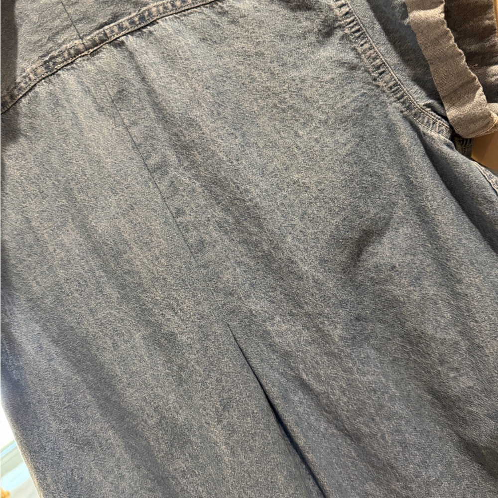 KMJ "CORI" Denim vertical Ruffle Button-Down Shirt - Light Blue - Picture 8 of 15
